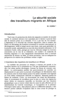 La sécurité sociale des travailleurs migrants en Afrique