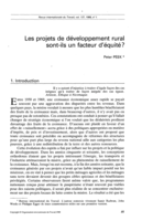 Les projets de développement rural sont-ils un facteur d'équité?
