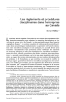 Les règlements et procédures disciplinaires dans l'entreprise au Canada