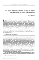 Le sens des mutations en cours dans les services publics de l'emploi