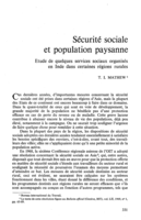 Sécurité sociale et population paysanne: Etude de quelques services sociaux organisés en Inde dans certaines régions rurales