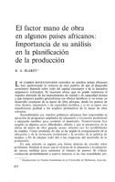 El factor mano de obra en algunos países africanos: importancia de su análisis en la planificación de la producción