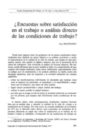¿Encuestas sobre satisfacción en el trabajo o análisis directo de las condiciones de trabajo?