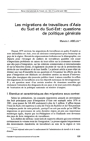 Les migrations de travailleurs d'Asie du Sud et du Sud-Est: questions de politique générale