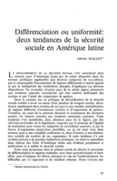 Différenciation ou uniformité: deux tendances de la sécurité sociale en Amérique latine