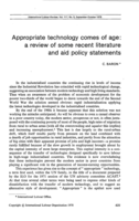 Appropriate technology comes of age: a review of some recent literature and aid policy statements