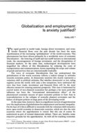 Globalization and employment: is anxiety justified?
