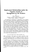 Employment relationships under the Yugoslav system of management by the workers