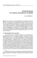 Ecotechniques et moyens d'existence durables