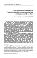 Contract labour in Malaysia: perspectives of principal employers, contractors and workers