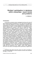 Workers' participation in decisions within enterprises: recent trends and problems