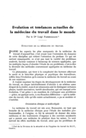 Evolution et tendances actuelles de la médecine du travail dans le monde