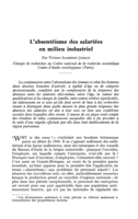 L'absentéisme des salariées en milieu industriel