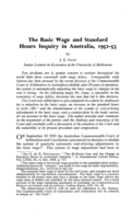 The basic wage and standard hours inquiry in Australia, 1952-53