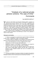 "Analysis of a national private pension scheme, the case of chile": comments