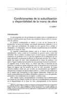 Condicionantes de la subutilización y disponibilidad de la mano de obra