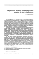 Legislación reciente sobre seguridad y salud de los trabajadores