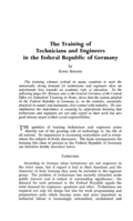 The training of technicians and engineers in the Federal Republic of Germany