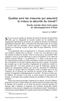 Quelles sont les mesures qui assurent le mieux la sécurité du travail?: étude menée dans trois pays en développement d'Asie