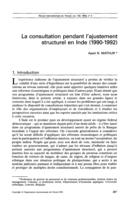 La consultation pendant l'ajustement structurel en Inde (1990-1992)