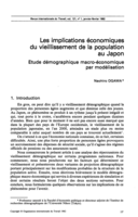 Les implications économiques du vieillissement de la population au Japon: étude démographique macro-économique par modélisation