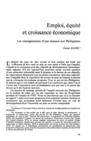 Emploi, équité et croissance économique: les enseignements d'une mission aux Philippines