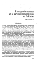 L'usage du tracteur et le développement rural au Pakistan