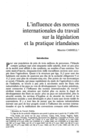 L'influence des normes internationales du travail sur la législation et la pratique irlandaises