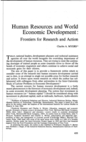 Human resources and world economic development: frontiers for research and action