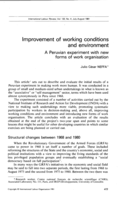 Improvement of working conditions and environment: a Peruvian experiment with new forms of work organisation
