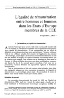 L'égalité de rémunération entre hommes et femmes dans les Etats d'Europe membres de la CEE