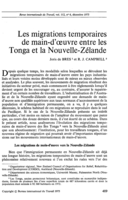 Les migrations temporaires de main-d'oeuvre entre les Tonga et la Nouvelle-Zélande