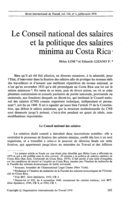 Le Conseil national des salaires et la politique des salaires minima au Costa Rica