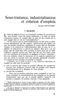 Sous-traitance, industrialisation et création d'emplois