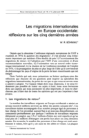 Les migrations internationales en Europe occidentale: réflexions sur les cinq dernières années