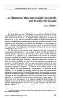 La réparation des dommages corporels par la sécurité sociale