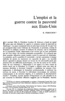 L'emploi et la guerre contre la pauvreté aux Etats-Unis