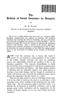 The reform of social insurance in Hungary