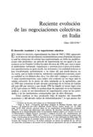 Reciente evolución de las negociaciones colectivas en Italia