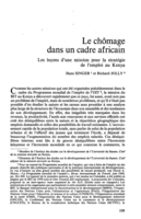 Le chômage dans un cadre africain: les leçons d'une mission pour la stratégie de l'emploi au Kenya