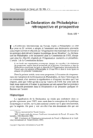 La Déclaration de Philadelphie: rétrospective et prospective