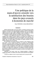 Une politique de la main-d'oeuvre orientée vers la satisfaction des besoins dans les pays avancés à économie de marché