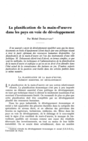 La planification de la main-d'oeuvre dans les pays en voie de développement
