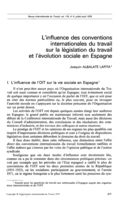 L'influence des conventions internationales du travail sur la législation du travail et l'évolution sociale en Espagne