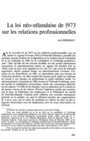La loi néo-zélandaise de 1973 sur les relations professionnelles