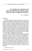 Le maintien de l'emploi et les plans de stabilisation économique: peut-on fixer un objectif d'emploi?