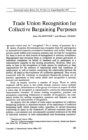 Trade union recognition for collective bargaining purposes