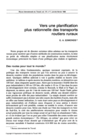 Vers une planification plus rationnelle des transports routiers ruraux