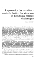 La protection des travailleurs contre le bruit et les vibrations en République fédérale d'Allemagne