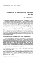 Differences in occupational earnings by sex